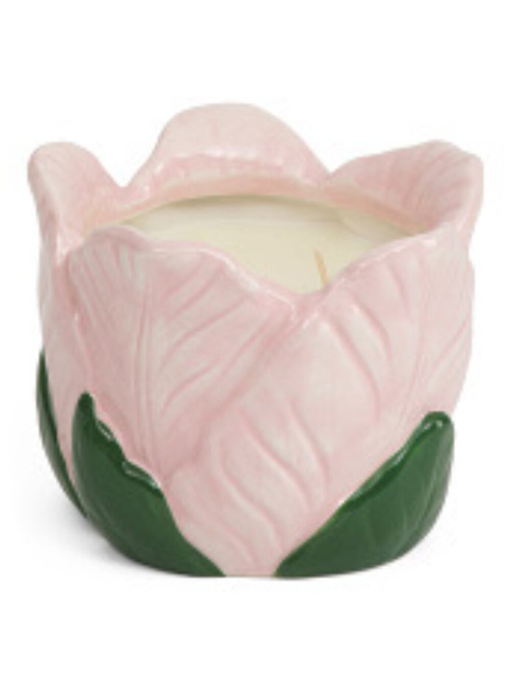 Bella Lux Ceramic Tulip Container Candle Pink Petals 16 oz Soy Blend